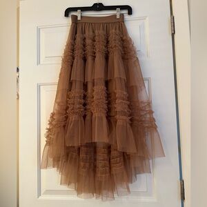 Gold ruffle high low skirt